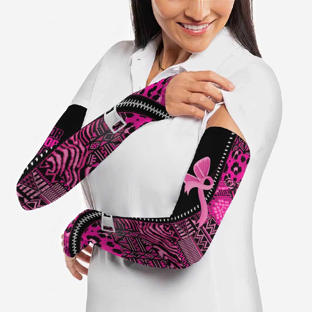 Pink Ribbon Animals Skin African Mixed Arm Sleeves Zipper Stylized - Wonder Print Shop