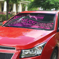 Pink Ribbon Animals Skin African Mixed Auto Sun Shade Zipper Stylized - Wonder Print Shop