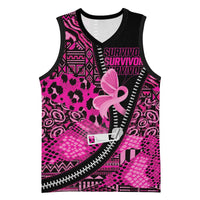 Pink Ribbon Animals Skin African Mixed Basketball Jersey Zipper Stylized - Wonder Print Shop