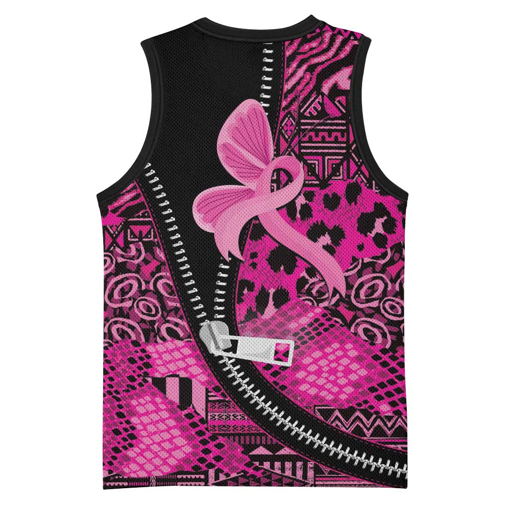 Pink Ribbon Animals Skin African Mixed Basketball Jersey Zipper Stylized - Wonder Print Shop
