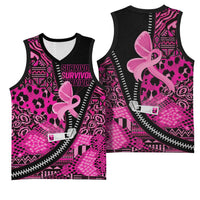 Pink Ribbon Animals Skin African Mixed Basketball Jersey Zipper Stylized - Wonder Print Shop