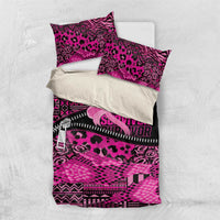 Pink Ribbon Animals Skin African Mixed Bedding Set Zipper Stylized - Wonder Print Shop