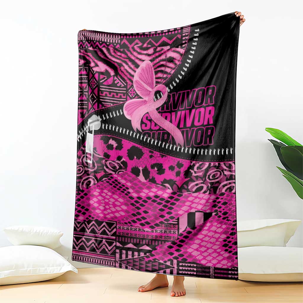 Pink Ribbon Animals Skin African Mixed Blanket Zipper Stylized - Wonder Print Shop