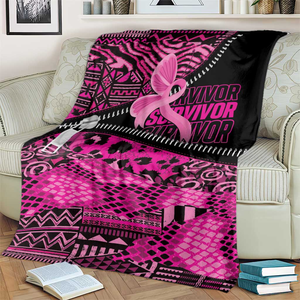 Pink Ribbon Animals Skin African Mixed Blanket Zipper Stylized - Wonder Print Shop