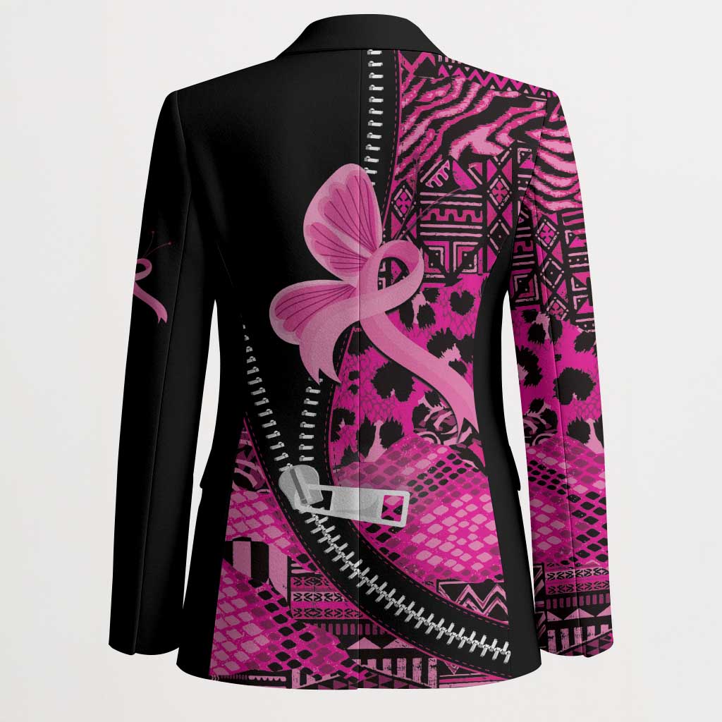 Pink Ribbon Animals Skin African Mixed Blazer Zipper Stylized - Wonder Print Shop