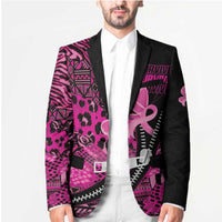Pink Ribbon Animals Skin African Mixed Blazer Zipper Stylized - Wonder Print Shop
