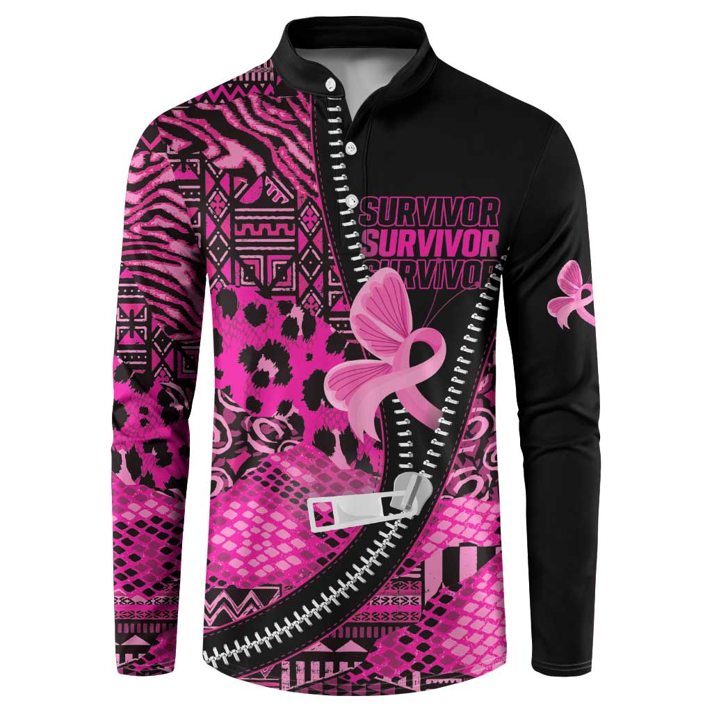 Pink Ribbon Animals Skin African Mixed Button Sweatshirt Zipper Stylized - Wonder Print Shop