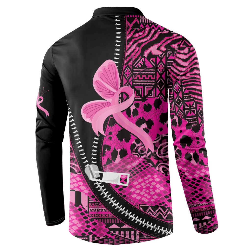 Pink Ribbon Animals Skin African Mixed Button Sweatshirt Zipper Stylized - Wonder Print Shop