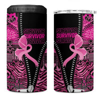 Pink Ribbon Animals Skin African Mixed 4 in 1 Can Cooler Tumbler Zipper Stylized - Wonder Print Shop
