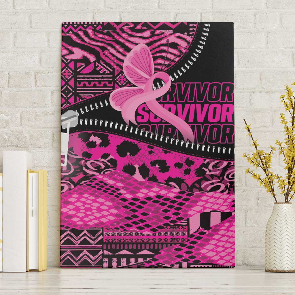 Pink Ribbon Animals Skin African Mixed Canvas Wall Art Zipper Stylized - Wonder Print Shop