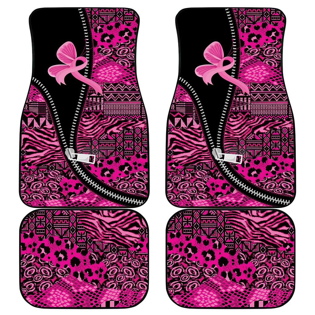 Pink Ribbon Animals Skin African Mixed Car Mats Zipper Stylized - Wonder Print Shop