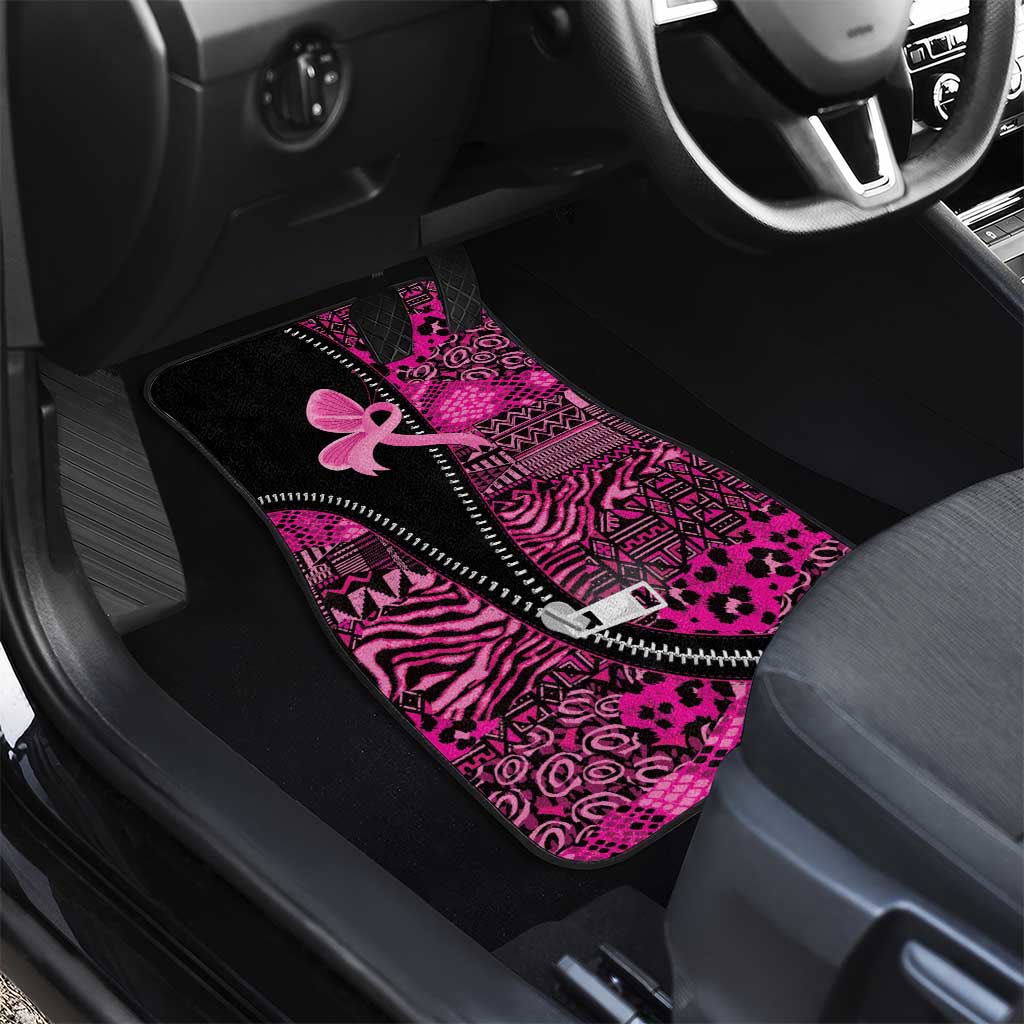 Pink Ribbon Animals Skin African Mixed Car Mats Zipper Stylized - Wonder Print Shop