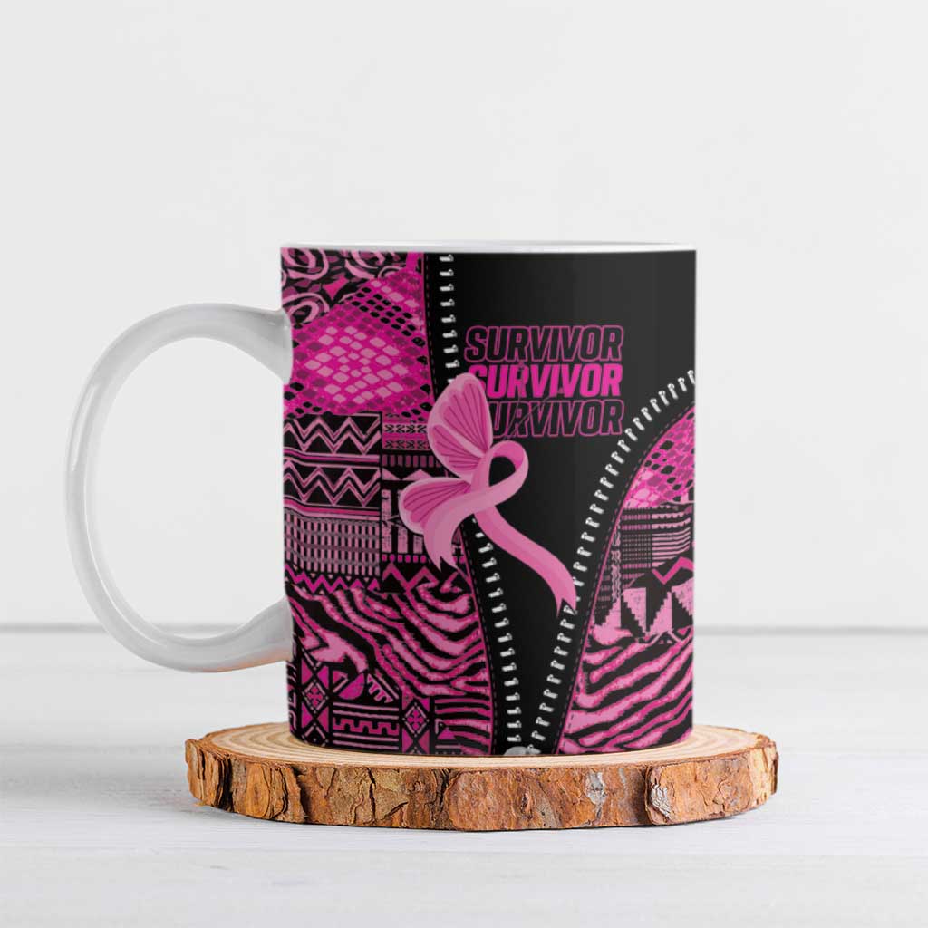 Pink Ribbon Animals Skin African Mixed Ceramic Mug Zipper Stylized - Wonder Print Shop