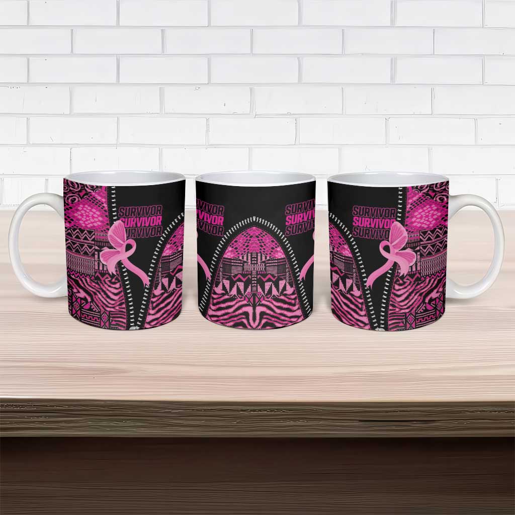 Pink Ribbon Animals Skin African Mixed Ceramic Mug Zipper Stylized - Wonder Print Shop
