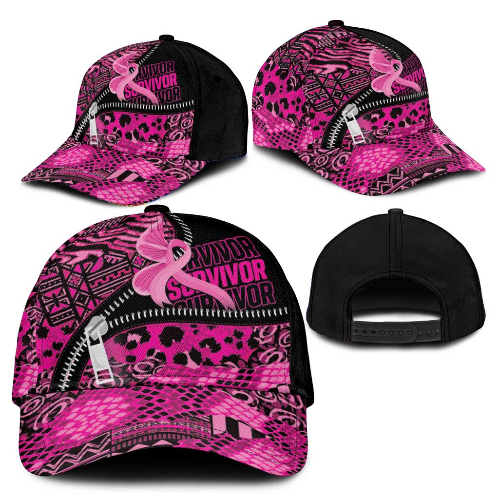 Pink Ribbon Animals Skin African Mixed Classic Cap Zipper Stylized - Wonder Print Shop