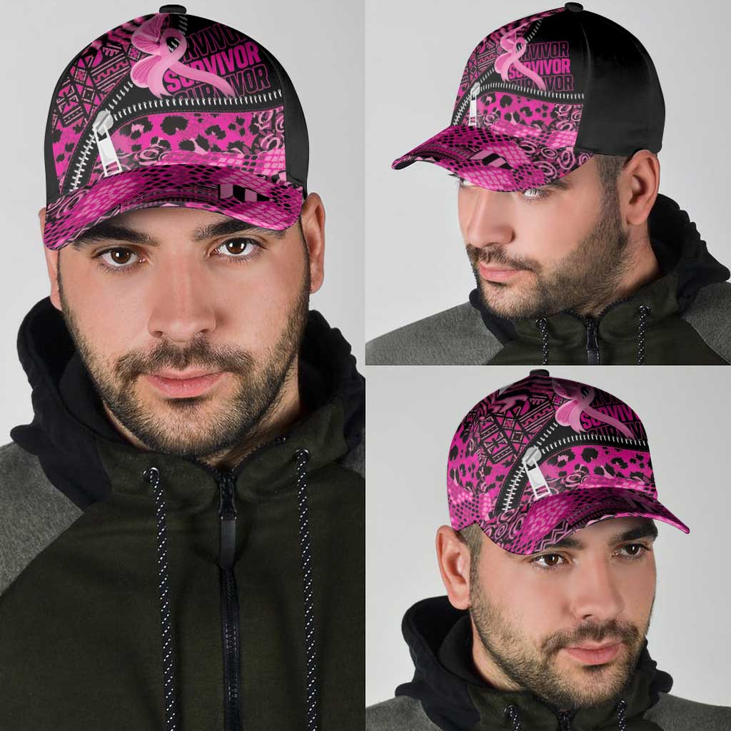 Pink Ribbon Animals Skin African Mixed Classic Cap Zipper Stylized - Wonder Print Shop