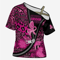 Pink Ribbon Animals Skin African Mixed Cross Shoulder Shirt Zipper Stylized - Wonder Print Shop