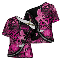 Pink Ribbon Animals Skin African Mixed Cross Shoulder Shirt Zipper Stylized - Wonder Print Shop