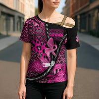 Pink Ribbon Animals Skin African Mixed Cross Shoulder Shirt Zipper Stylized - Wonder Print Shop