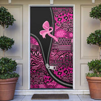 Pink Ribbon Animals Skin African Mixed Door Cover Zipper Stylized - Wonder Print Shop