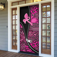 Pink Ribbon Animals Skin African Mixed Door Cover Zipper Stylized - Wonder Print Shop