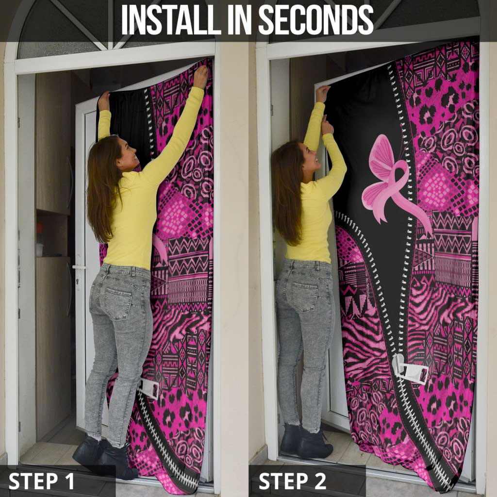 Pink Ribbon Animals Skin African Mixed Door Cover Zipper Stylized - Wonder Print Shop