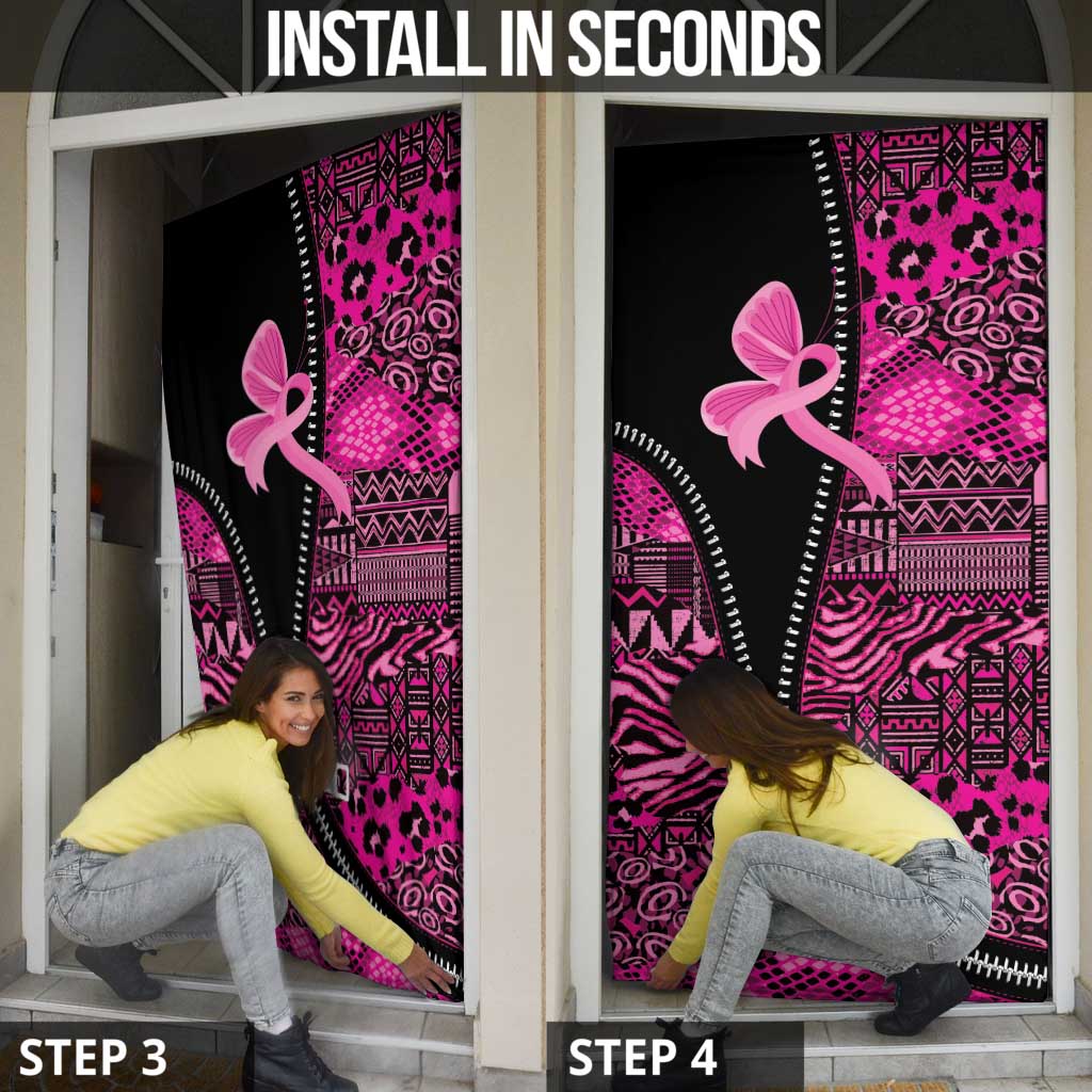 Pink Ribbon Animals Skin African Mixed Door Cover Zipper Stylized - Wonder Print Shop