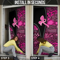 Pink Ribbon Animals Skin African Mixed Door Cover Zipper Stylized - Wonder Print Shop