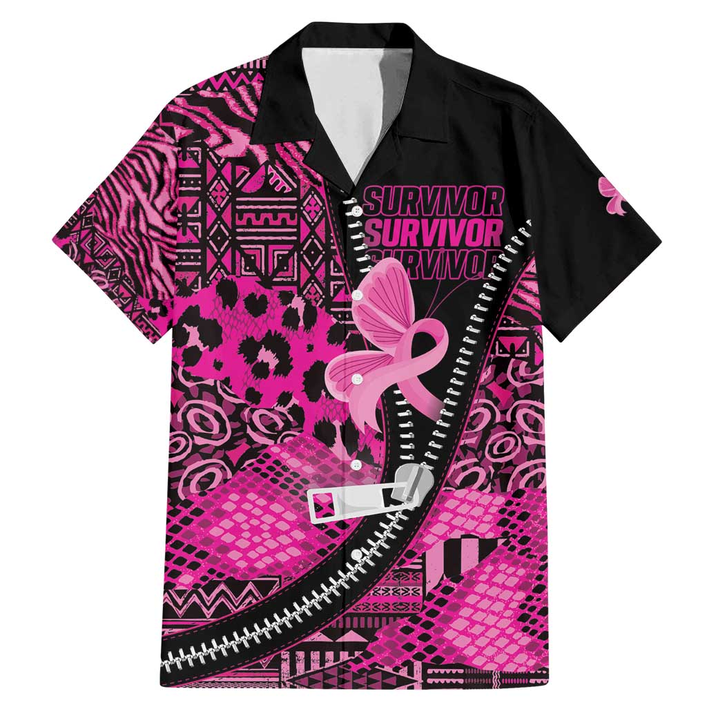 Pink Ribbon Animals Skin African Mixed Family Matching Mermaid Dress and Hawaiian Shirt Zipper Stylized - Wonder Print Shop