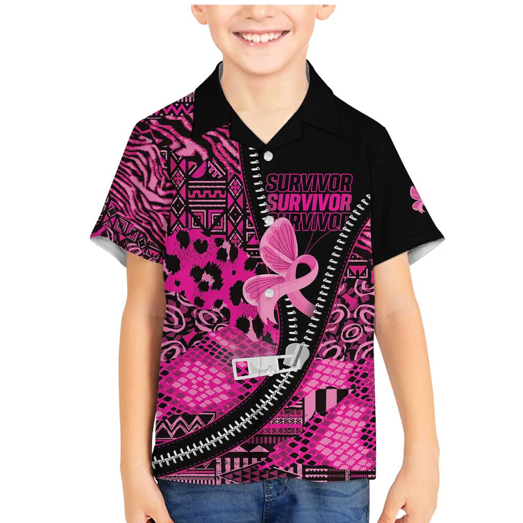 Pink Ribbon Animals Skin African Mixed Family Matching Mermaid Dress and Hawaiian Shirt Zipper Stylized - Wonder Print Shop