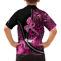 Pink Ribbon Animals Skin African Mixed Family Matching Off The Shoulder Long Sleeve Dress and Hawaiian Shirt Zipper Stylized - Wonder Print Shop