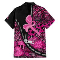 Pink Ribbon Animals Skin African Mixed Family Matching Off The Shoulder Long Sleeve Dress and Hawaiian Shirt Zipper Stylized - Wonder Print Shop