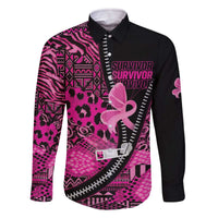 Pink Ribbon Animals Skin African Mixed Family Matching Off The Shoulder Long Sleeve Dress and Hawaiian Shirt Zipper Stylized - Wonder Print Shop