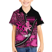 Pink Ribbon Animals Skin African Mixed Family Matching Off The Shoulder Long Sleeve Dress and Hawaiian Shirt Zipper Stylized - Wonder Print Shop