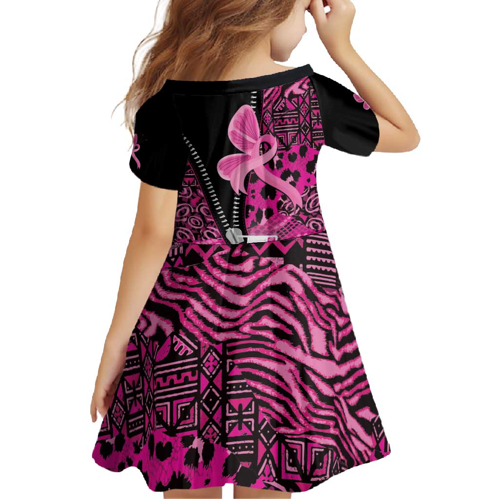 Pink Ribbon Animals Skin African Mixed Family Matching Off Shoulder Maxi Dress and Hawaiian Shirt Zipper Stylized - Wonder Print Shop