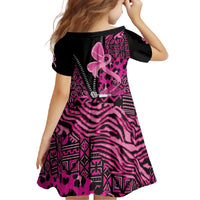 Pink Ribbon Animals Skin African Mixed Family Matching Off Shoulder Maxi Dress and Hawaiian Shirt Zipper Stylized - Wonder Print Shop