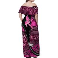 Pink Ribbon Animals Skin African Mixed Family Matching Off Shoulder Maxi Dress and Hawaiian Shirt Zipper Stylized - Wonder Print Shop
