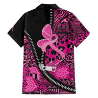 Pink Ribbon Animals Skin African Mixed Family Matching Off Shoulder Short Dress and Hawaiian Shirt Zipper Stylized - Wonder Print Shop