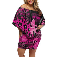 Pink Ribbon Animals Skin African Mixed Family Matching Off Shoulder Short Dress and Hawaiian Shirt Zipper Stylized - Wonder Print Shop