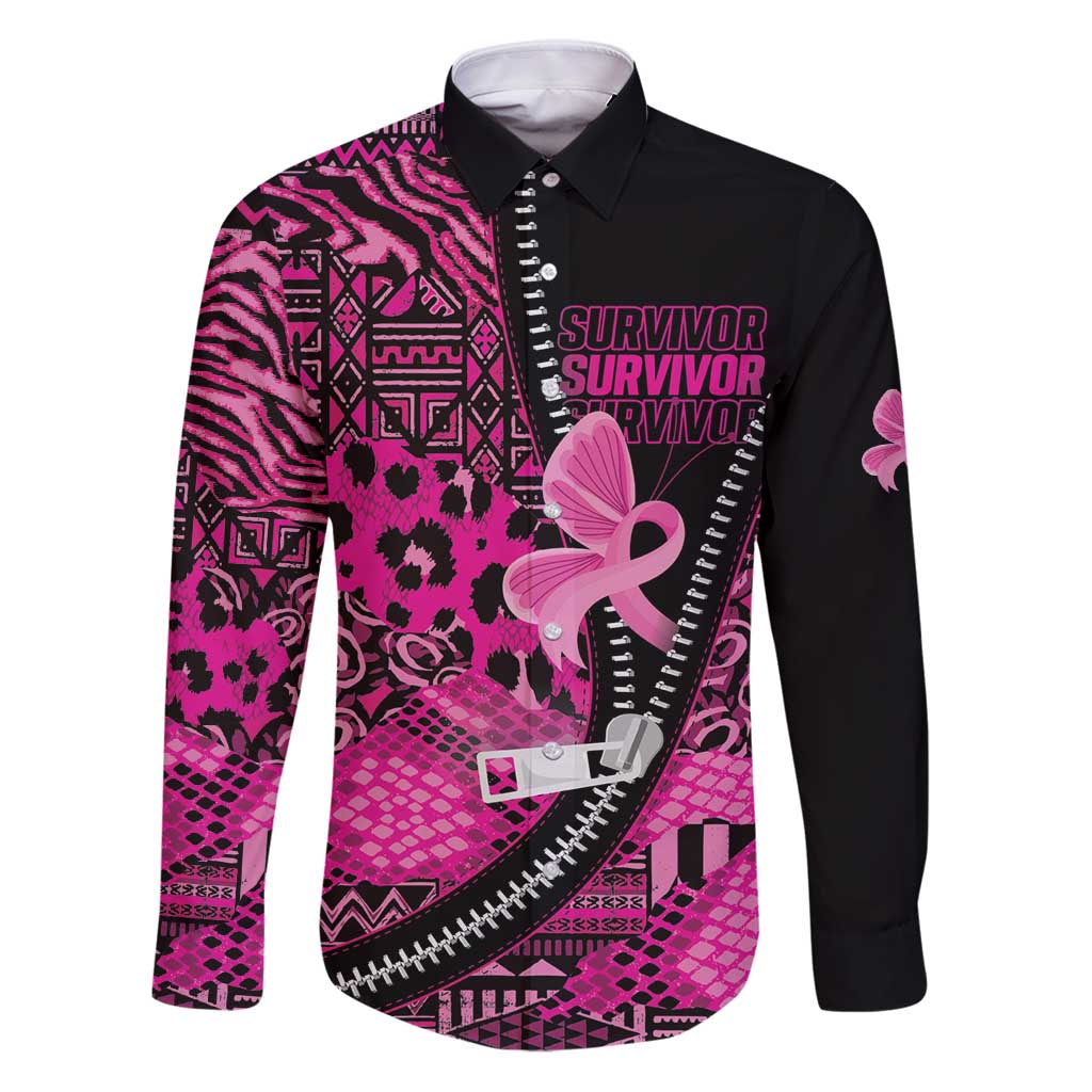 Pink Ribbon Animals Skin African Mixed Family Matching Puletasi and Hawaiian Shirt Zipper Stylized - Wonder Print Shop