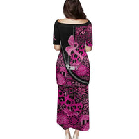 Pink Ribbon Animals Skin African Mixed Family Matching Puletasi and Hawaiian Shirt Zipper Stylized - Wonder Print Shop