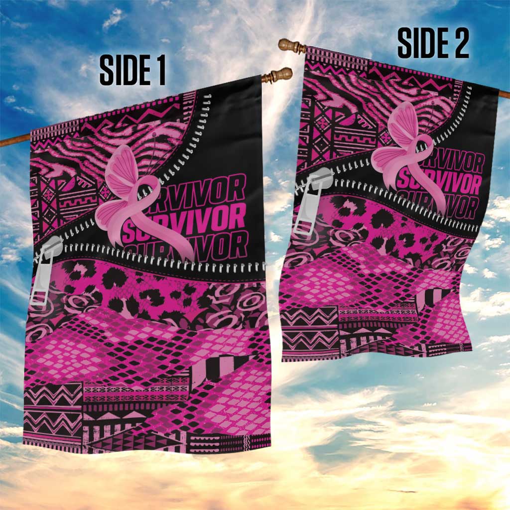 Pink Ribbon Animals Skin African Mixed Garden Flag Zipper Stylized - Wonder Print Shop