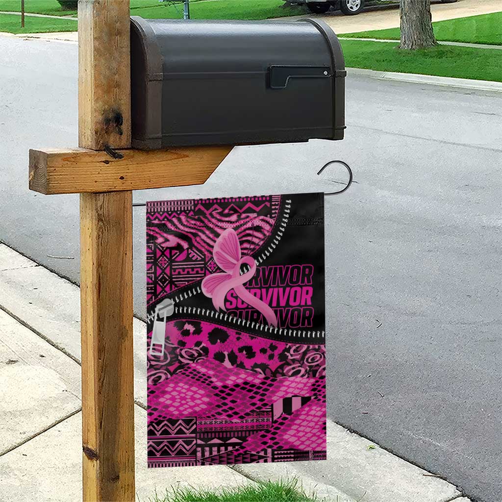 Pink Ribbon Animals Skin African Mixed Garden Flag Zipper Stylized - Wonder Print Shop