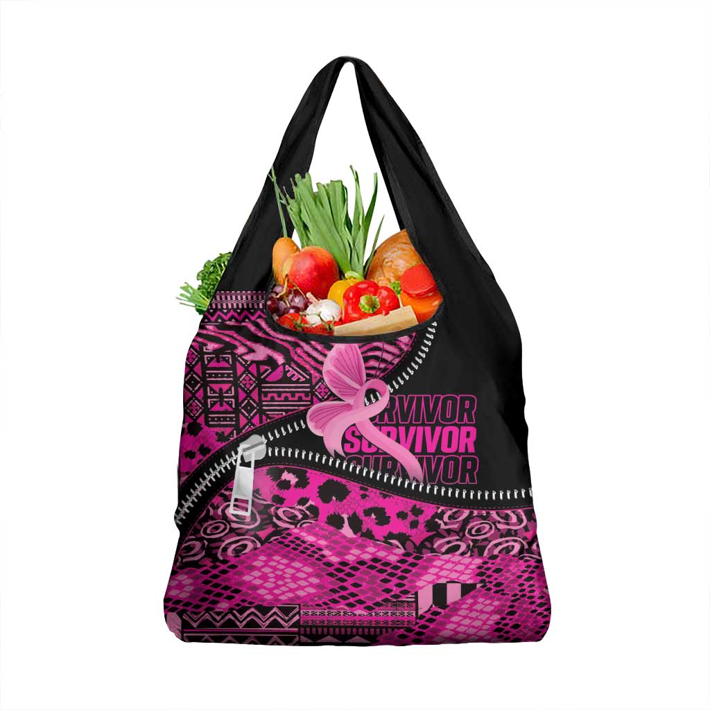 Pink Ribbon Animals Skin African Mixed Grocery Bag Zipper Stylized - Wonder Print Shop
