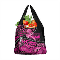 Pink Ribbon Animals Skin African Mixed Grocery Bag Zipper Stylized - Wonder Print Shop