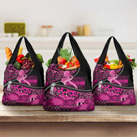 Pink Ribbon Animals Skin African Mixed Grocery Bag Zipper Stylized - Wonder Print Shop