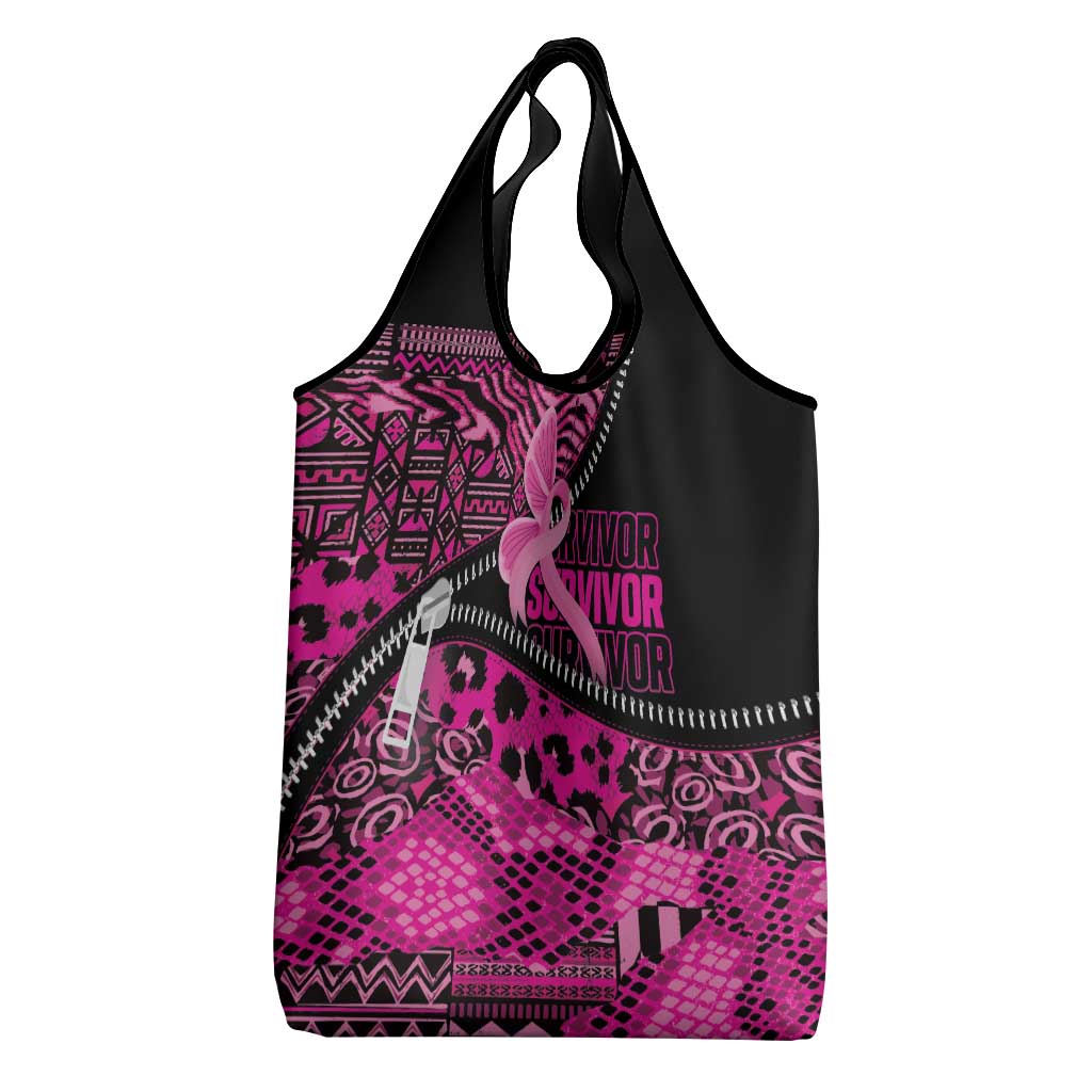 Pink Ribbon Animals Skin African Mixed Grocery Bag Zipper Stylized - Wonder Print Shop