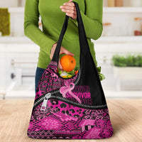 Pink Ribbon Animals Skin African Mixed Grocery Bag Zipper Stylized - Wonder Print Shop