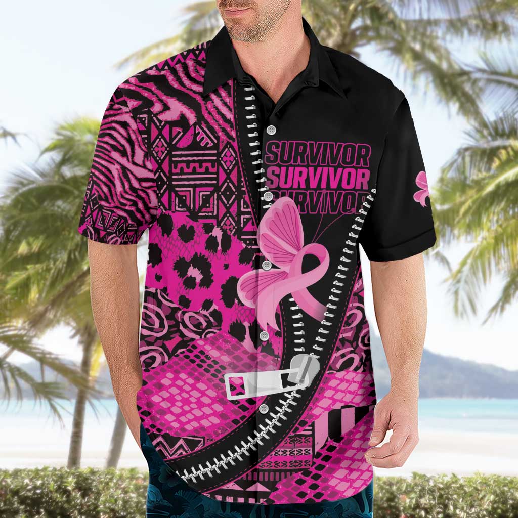 Pink Ribbon Animals Skin African Mixed Hawaiian Shirt Zipper Stylized - Wonder Print Shop