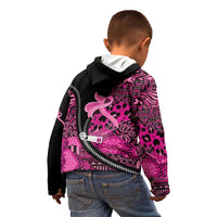 Pink Ribbon Animals Skin African Mixed Kid Hoodie Zipper Stylized - Wonder Print Shop